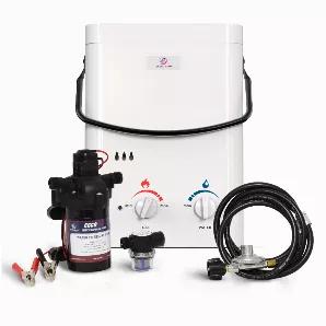 Eccotemp L5 Portable Outdoor Tankless Water Heater w/ EccoFlo Diaphragm 12V Pump and Strainer