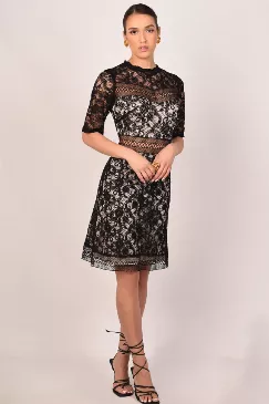 Clarise Black Lace Maxi Dress