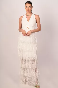Clarise White Lace Maxi Dress
