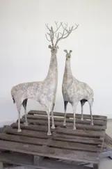 Set Of 2 Metal Deer Large 19" X 24" X 46"T