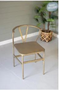 Antique Brass Finish Metal Wishbone Chair