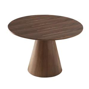 Round Modern Walnut Dining Table