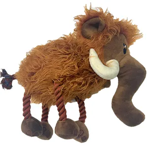 Woolly Mammoth Pet Plush Dog Toy with Rope Legs and Tail