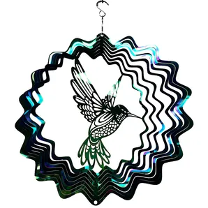 Artistic Stainless Steel Hummingbird Wind Spinner Yard Art