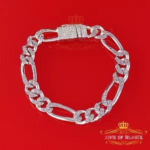 10K White Gold Finish with CT Real Diamond Silver Men's Bracelet