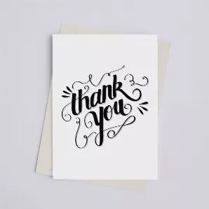 Thank You Black & White - Greeting Card