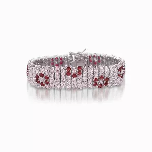 Collette Z Sterling Silver Red Floral Fashion Bracelet