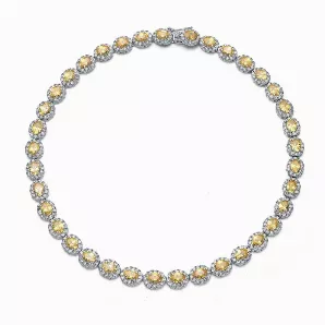 Collette Z Sterling Silver Yellow Cubic Zirconia Wreath Necklace