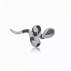 Collette Z Sterling Silver Black and Clear Cubic Zirconia Snake Pin