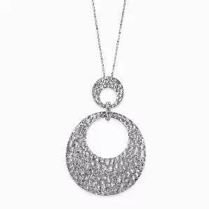 Collette Z Sterling Silver Cubic Zirconia Dual Circle Pendant