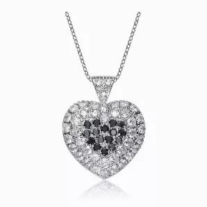Collette Z Sterling Silver White Cubic Zirconia Black Cubic Zirconia Pendant