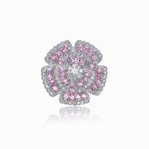Collette Z Sterling Silver Pink and Clear Cubic Zirconia Pin