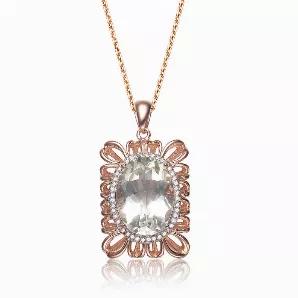 Collette Z Sterling Silver White Cubic Zirconia and Rose Plating Clear Pendant