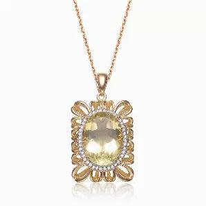 Collette Z Sterling Silver White Cubic Zirconia and Gold Plating Clear Pendant
