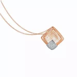 Collette Z Sterling Silver White Cubic Zirconia Rose Plating Clear Pendant