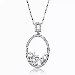 Collette Z Sterling Silver Cubic Zirconia Snow Globe Necklace