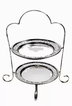 2 Tier Cake Stand English Silver Plate c.1890