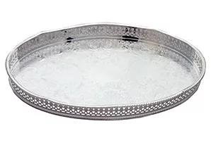 12" Tray Oval with Leaf Gallery Silver Plate