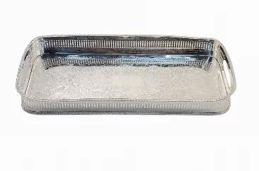 Gallery Tray Bar Pierced with Gadroon Border & Bun Feet 17" x 8" x 2 English Silver Plate