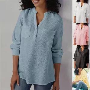 Handmade Dress - 100% Linen Multi Colors Pocket Shirt