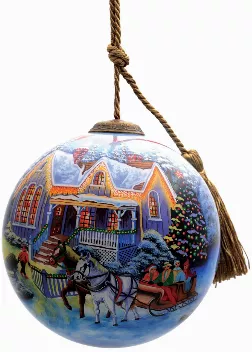 Welcome Holiday Home Hand Painted Glass Ornament