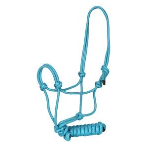 TuffRider Rugged Rope Halter with matching 6 foot lead -Light Terquish Blue-Horse