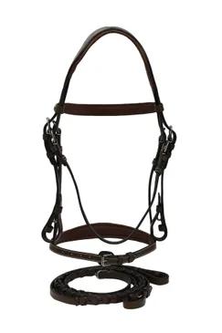 Henri de Rivel Pro Mono-Crown Padded Wide Noseband Bridle - Australian Nut - Oversize
