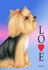 Yorkie Show Cut - Tomoyo Pitcher Love  Garden Flag 