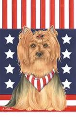 Yorkie Show Cut - Tomoyo Pitcher Patriot Garden Flag 