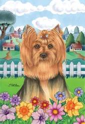 Yorkie Show Cut - Tomoyo Pitcher Spring Garden Flag 