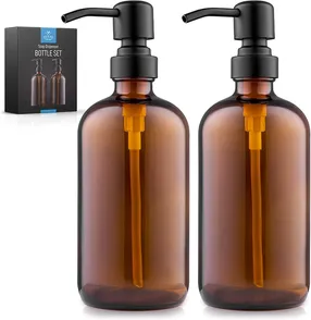 Amber Glass Soap Dispenser