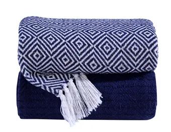 Hand Woven 100% Cotton All Season Couch Chair Bed Decorative Diamond Throw Blankets 