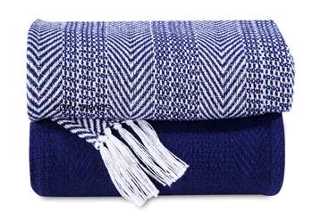 Hand Woven 100% Cotton All Season Soft Throw Blankets Herringbone 