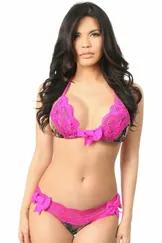 Pucker Back Bikini with Lace Trim