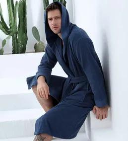 Men's Turkish Cotton Hooded Terry Bathrobe