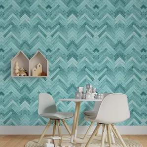 'Woodland Turquoise' Herringbone Peel & Stick Wallpaper