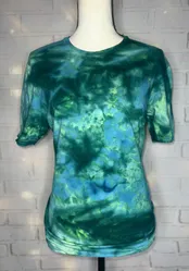 Groovy Green-Blue Ice Dye Tie Dye Blank Tee 