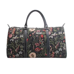 Morning Garden Black Big Holdall Weekender Bag