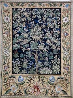 WILLIAM MORRIS TREE OF LIFE BLUE WALL HANGING TAPESTRY ART