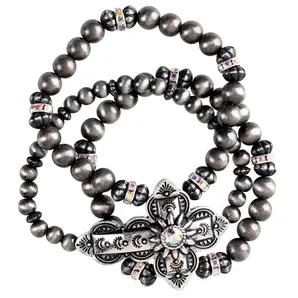Bracelet Triple Stack Sideway Cross