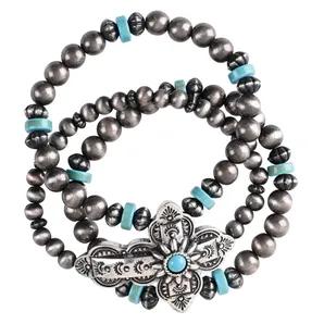Bracelet Turquoise Triple Stack Cross