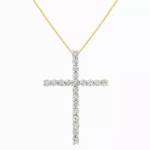 Sterling Silver Diamond Cross Pendant Necklace 