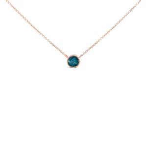 14K Rose Gold 2.0 Cttw Bezel Set Blue Diamond Solitaire Pendant Necklace