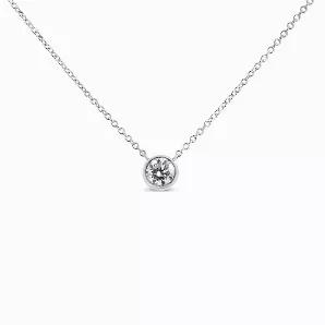 Gold Bezel-Set Diamond Solitaire Pendant Necklace