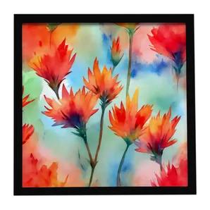 Wyoming Indian Paintbrush in Watercolor Framed Metal Print