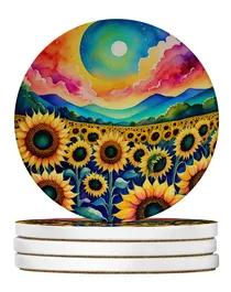 Colorful Flowers Large Sandstone Coasters Pack of 4