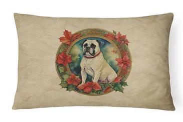 Christmas Flowers Frame Throw Pillow