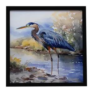 Blue Heron Framed Metal Print