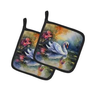 Watercolor Birds Pair of Pot Holders