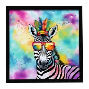 Hippie Animal Zebra Framed Metal Print